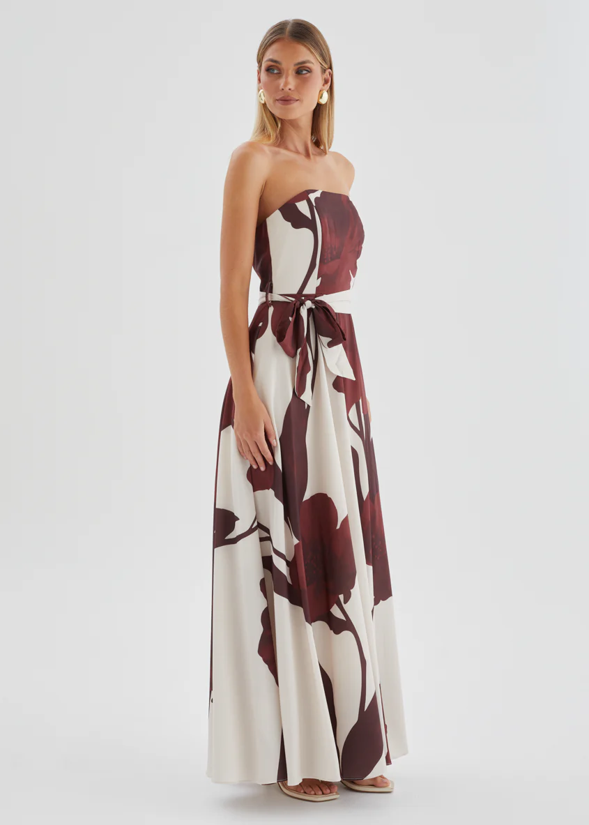 Jorgia Strapless Maxi Dress - Chocolate Floral - Image 5