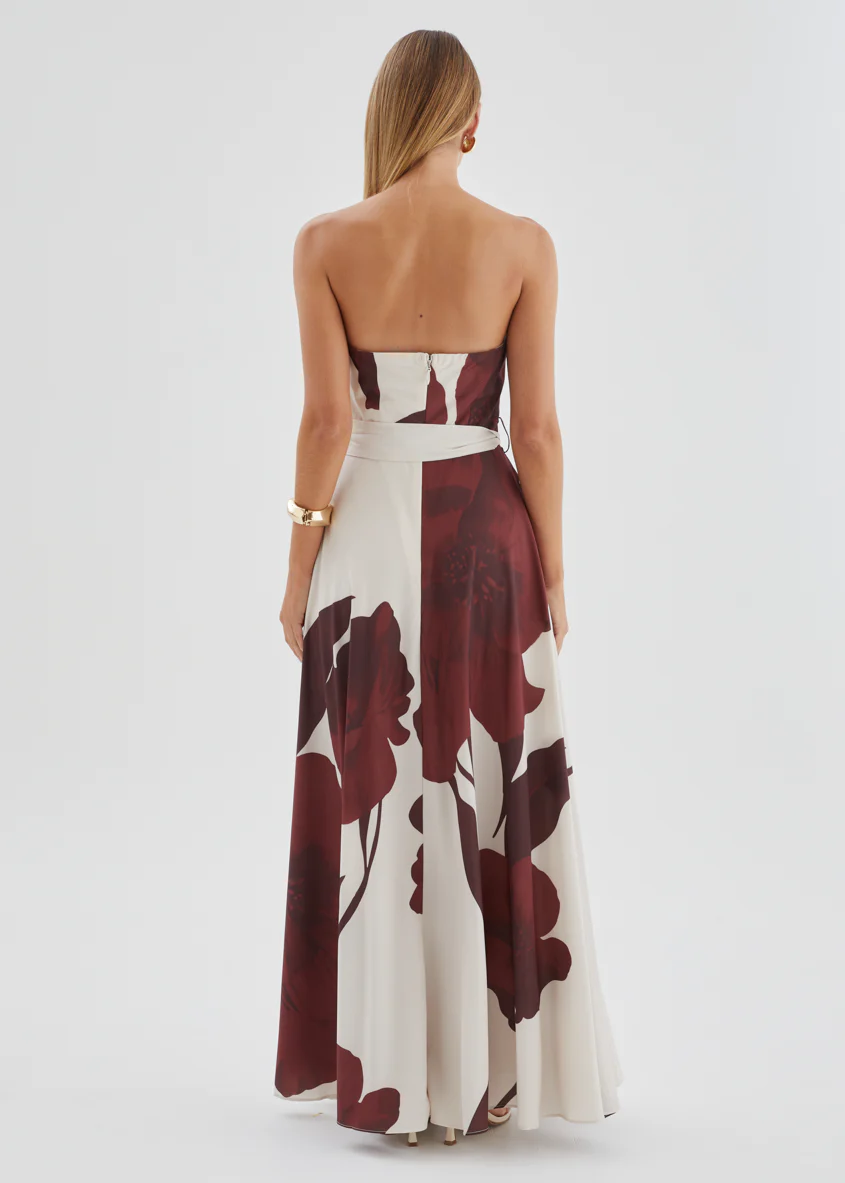 Jorgia Strapless Maxi Dress - Chocolate Floral - Image 6