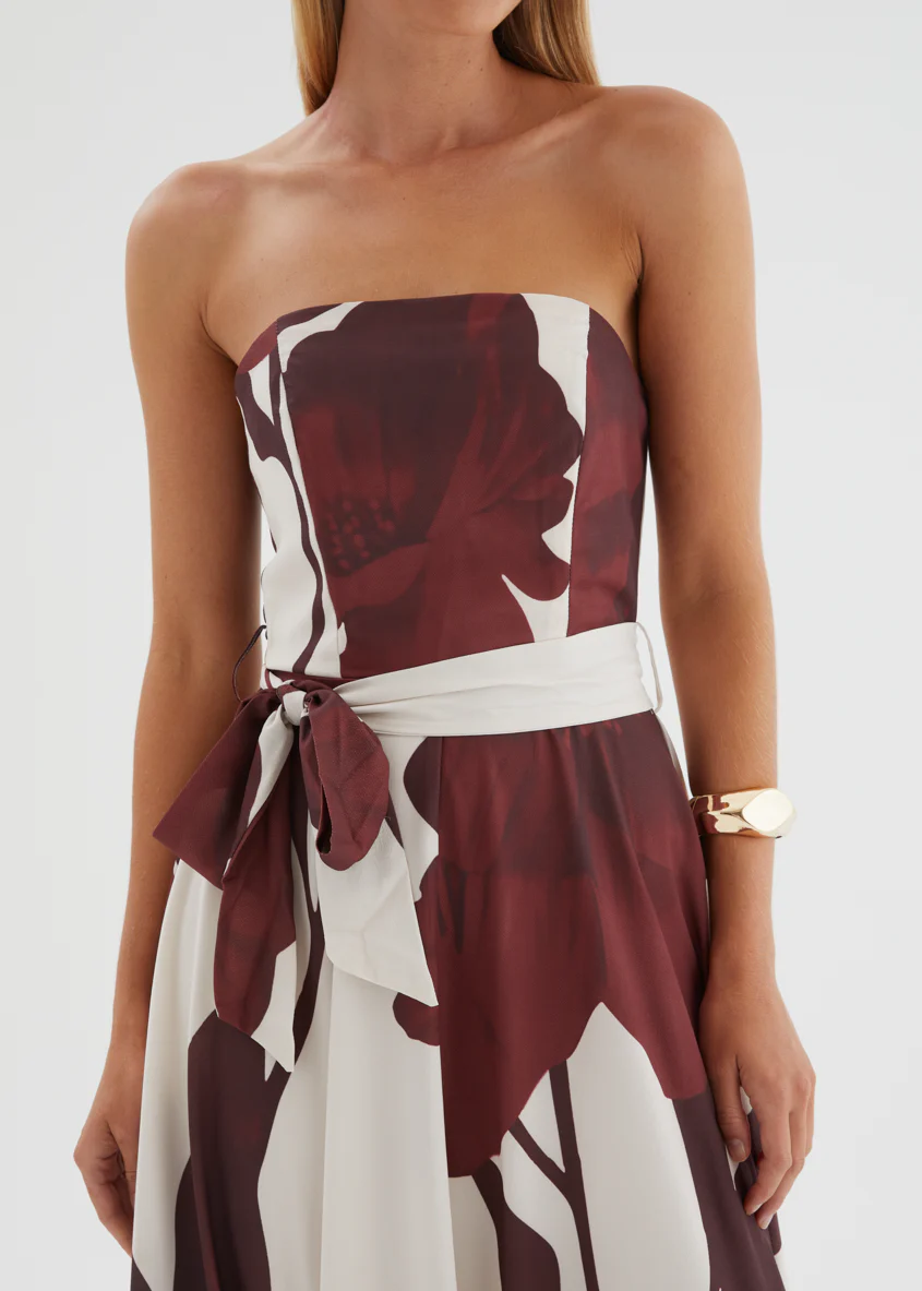 Jorgia Strapless Maxi Dress - Chocolate Floral - Image 7