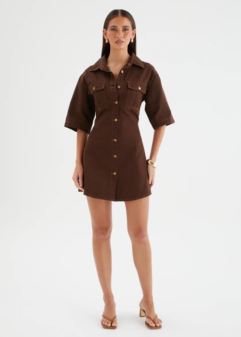 Jorra Denim Dress - Choc