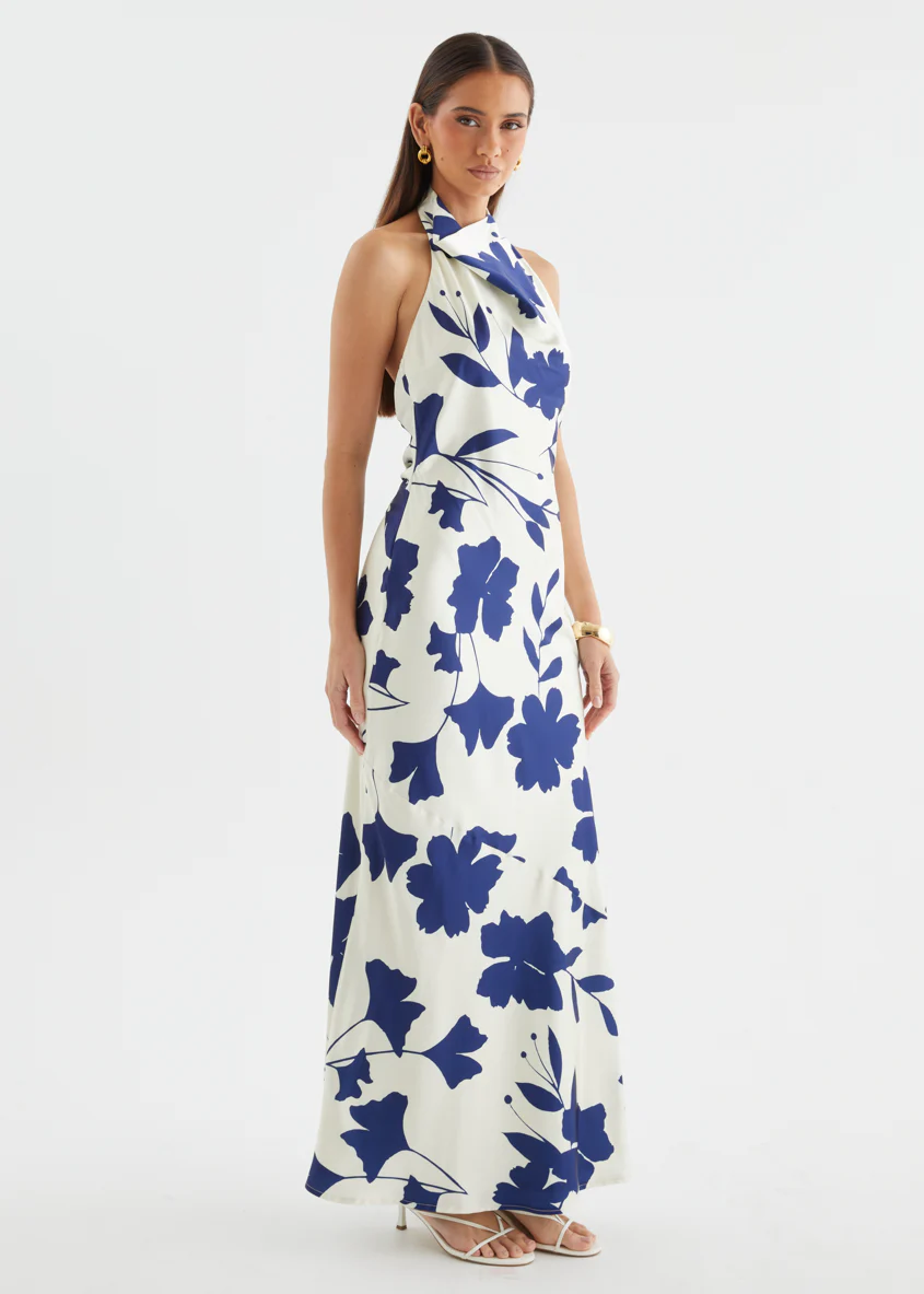 Joslin Halter Maxi Dress - Navy Leaf - Image 6
