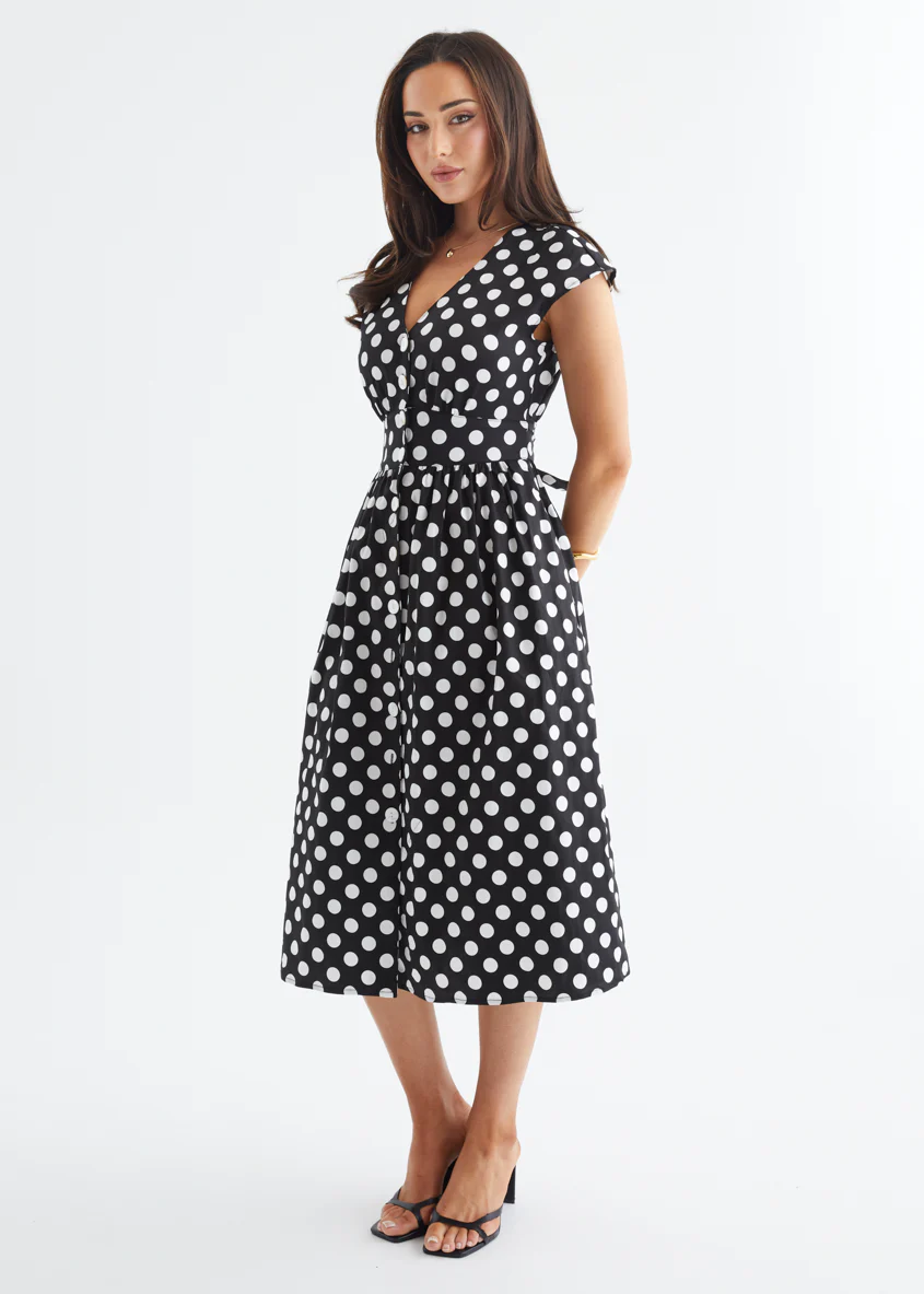 Jovianne Midi Dress - Black Polka - Image 6