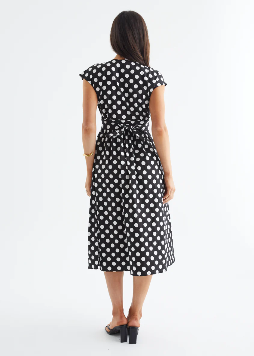 Jovianne Midi Dress - Black Polka - Image 7