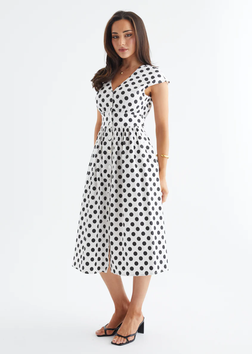 Jovianne Midi Dress - White Polka - Image 7
