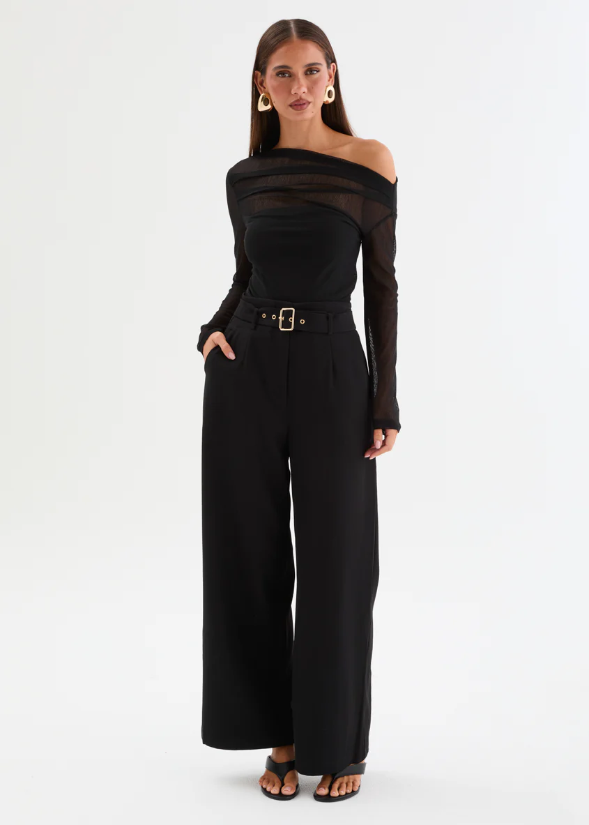 Kaliah Drop Shoulder Mesh Top - Black - Image 16