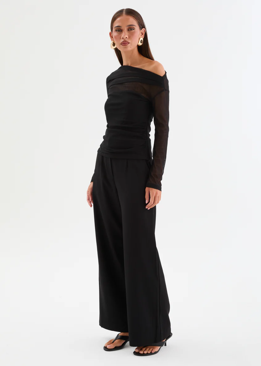 Kaliah Drop Shoulder Mesh Top - Black - Image 18