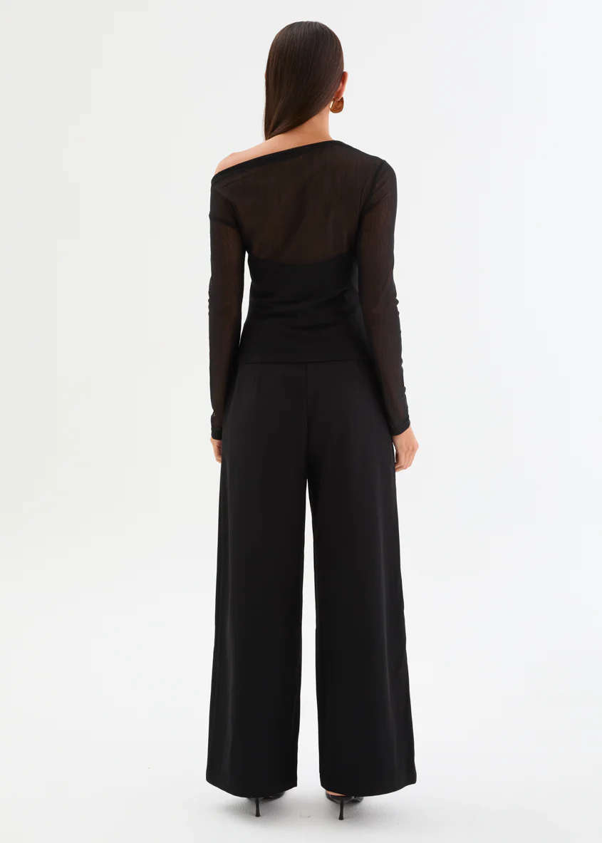 Kaliah Drop Shoulder Mesh Top - Black - Image 19