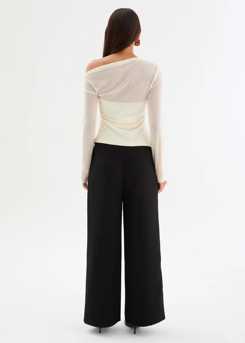 Kaliah Drop Shoulder Mesh Top - Ivory - Image 18