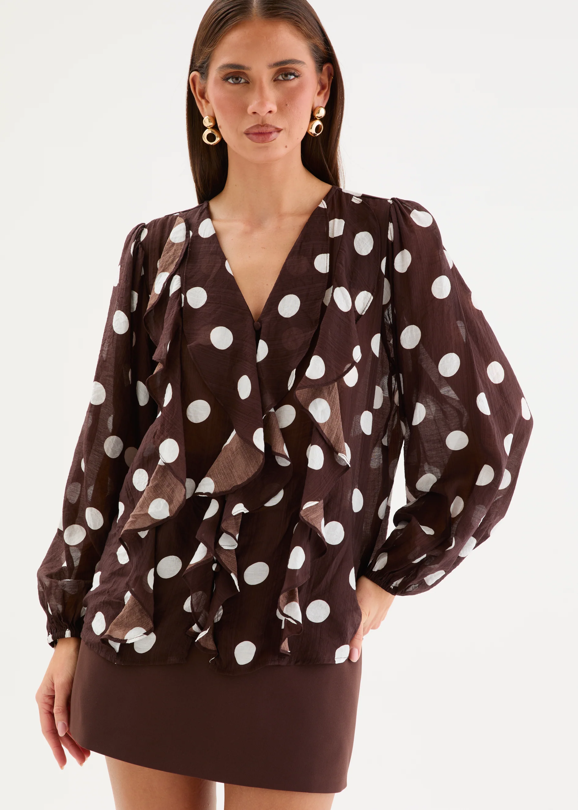 Kammie Blouse - Chocolate Polka - Image 3
