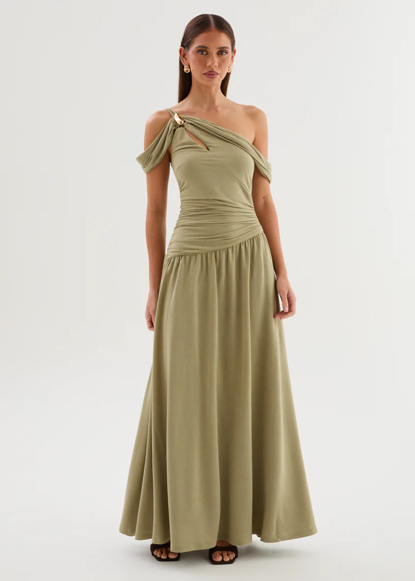 Kansas Off Shoulder Maxi Dress - Sage - Image 2