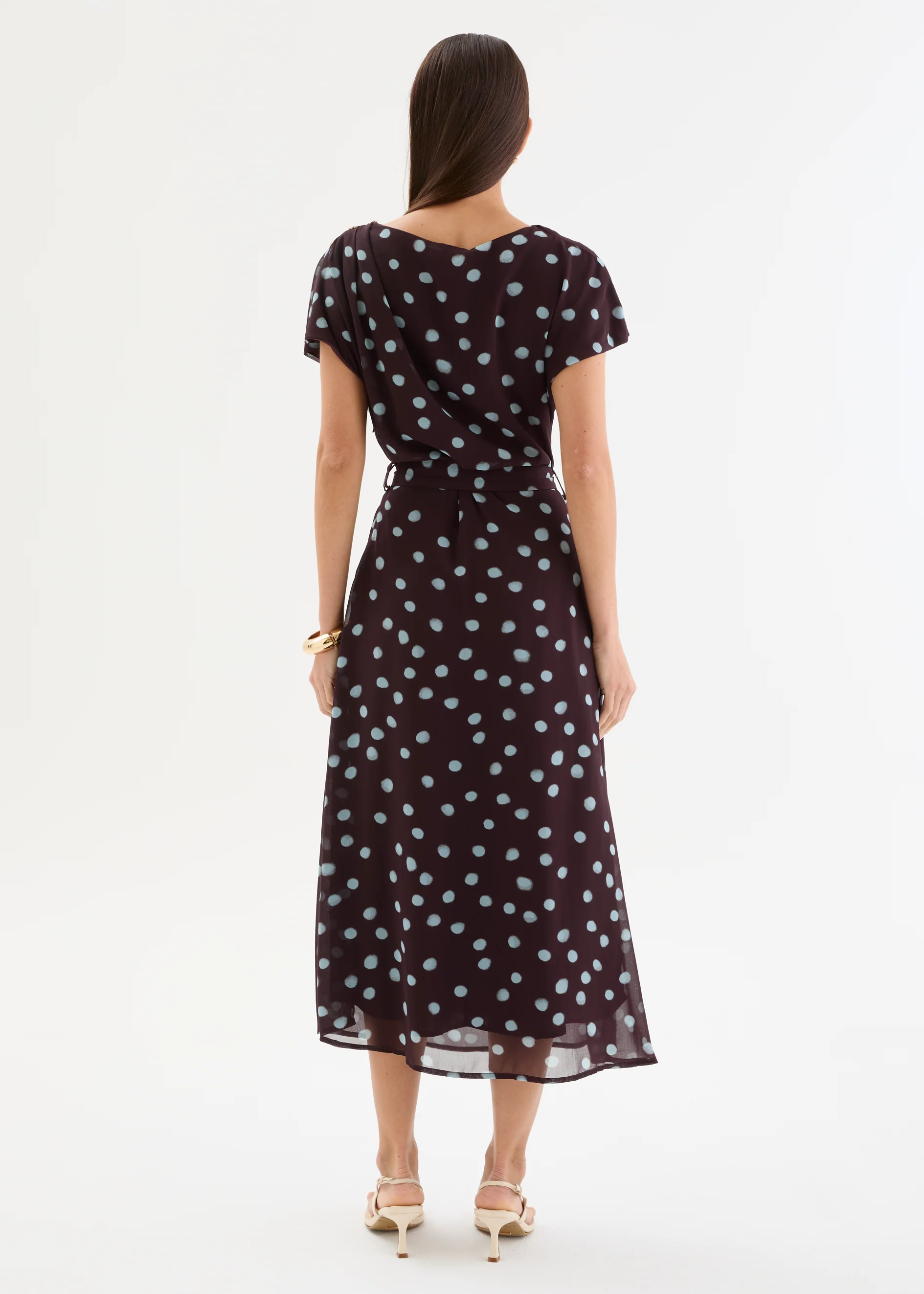Karelien Midi Dress with Belt - Espresso Polka - Image 6