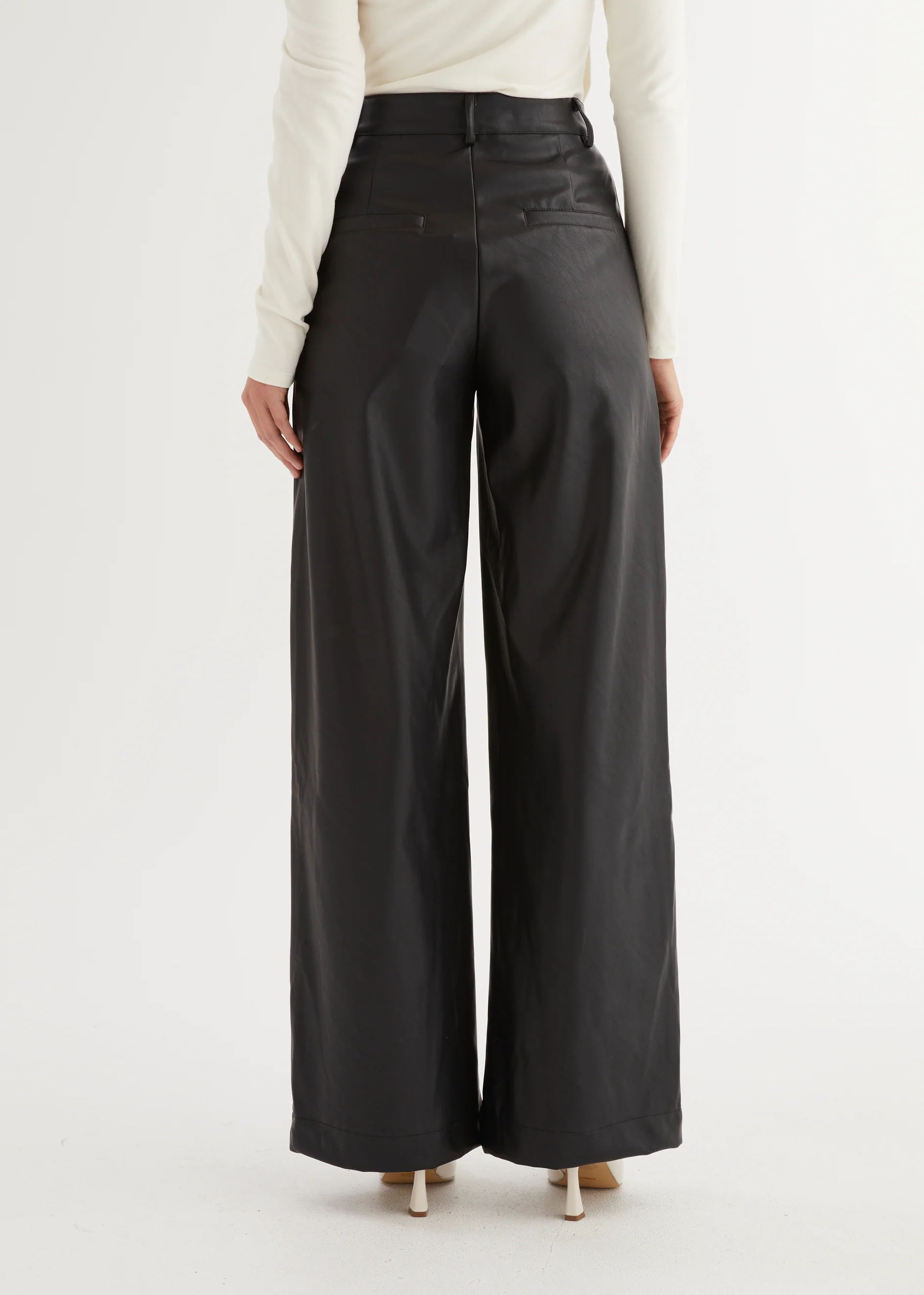 Karley PU Wide Leg Pants - Black - Image 7