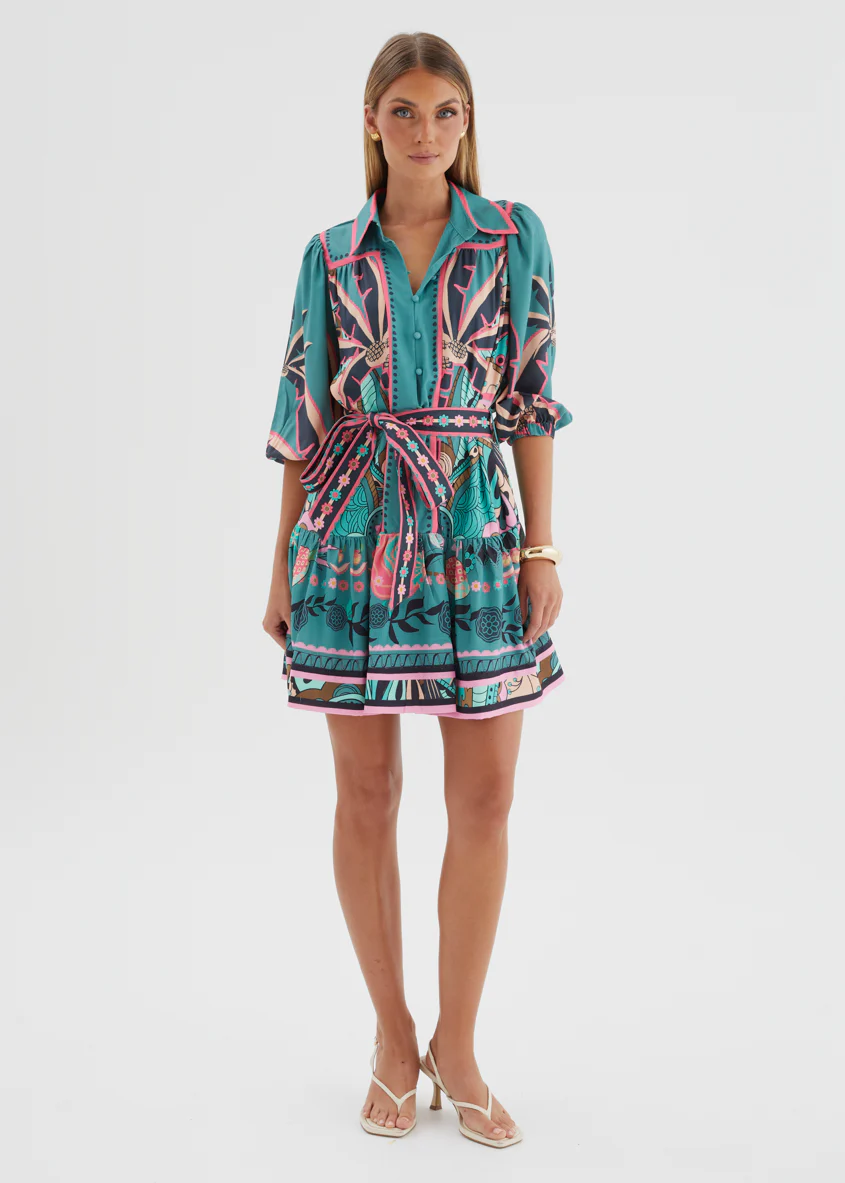 Katiana Dress - Rio Teal Palm - Image 3