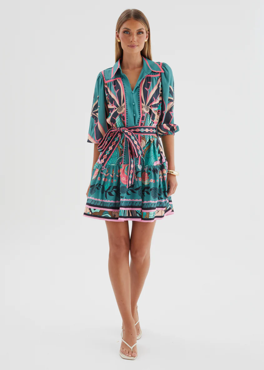 Katiana Dress - Rio Teal Palm - Image 4