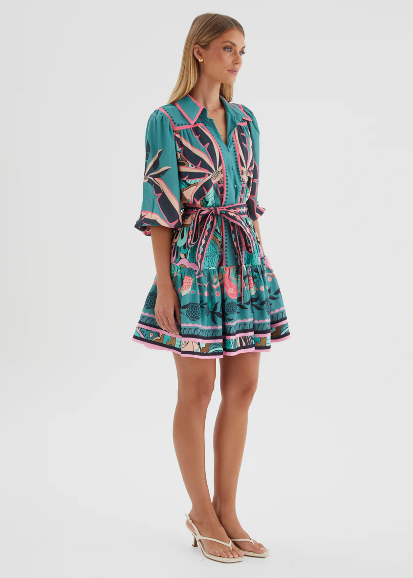 Katiana Dress - Rio Teal Palm - Image 5