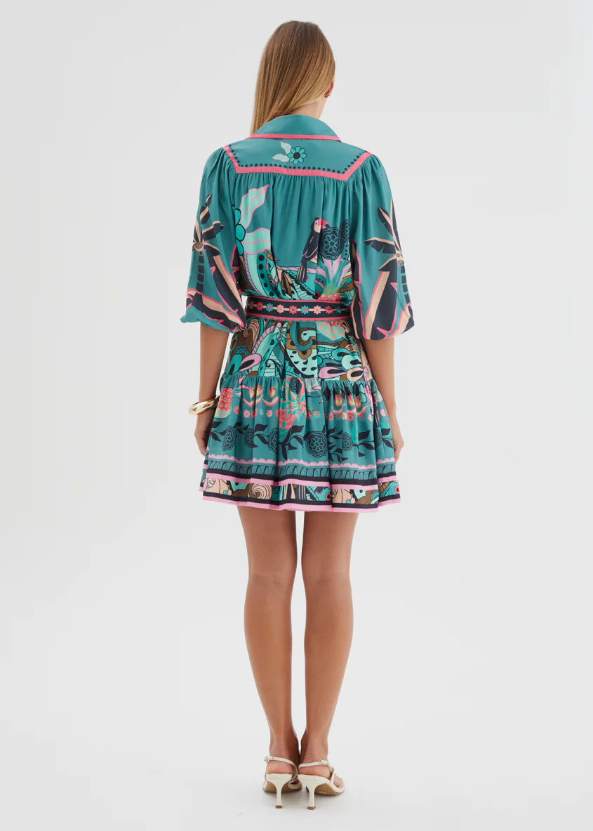 Katiana Dress - Rio Teal Palm - Image 6