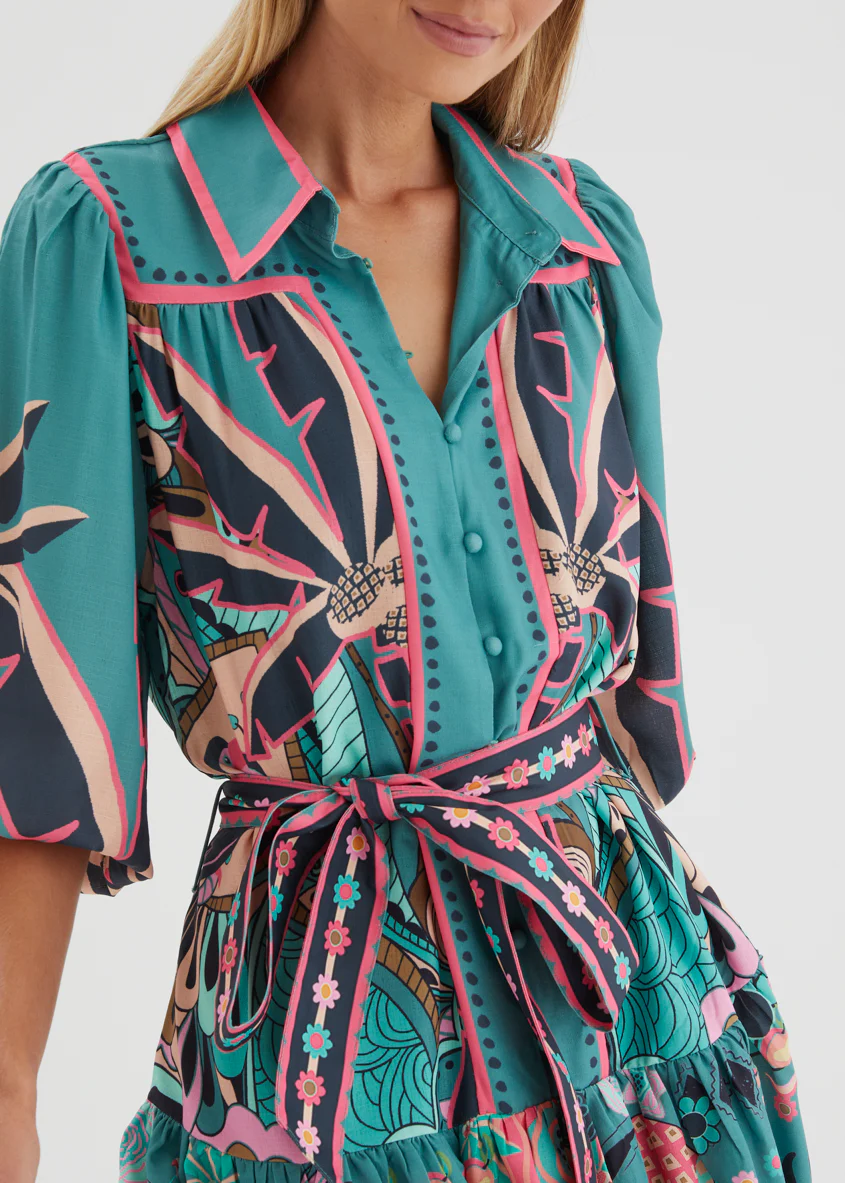 Katiana Dress - Rio Teal Palm - Image 7
