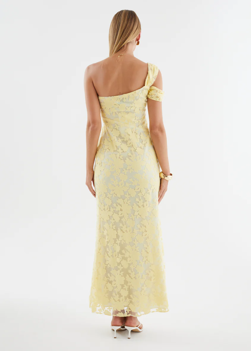 Katie One Shoulder Midi Dress - Yellow - Image 13