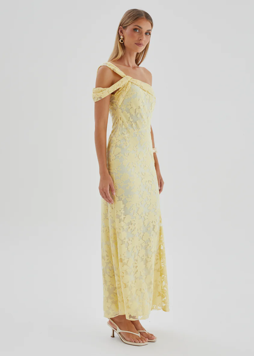 Katie One Shoulder Midi Dress - Yellow - Image 6