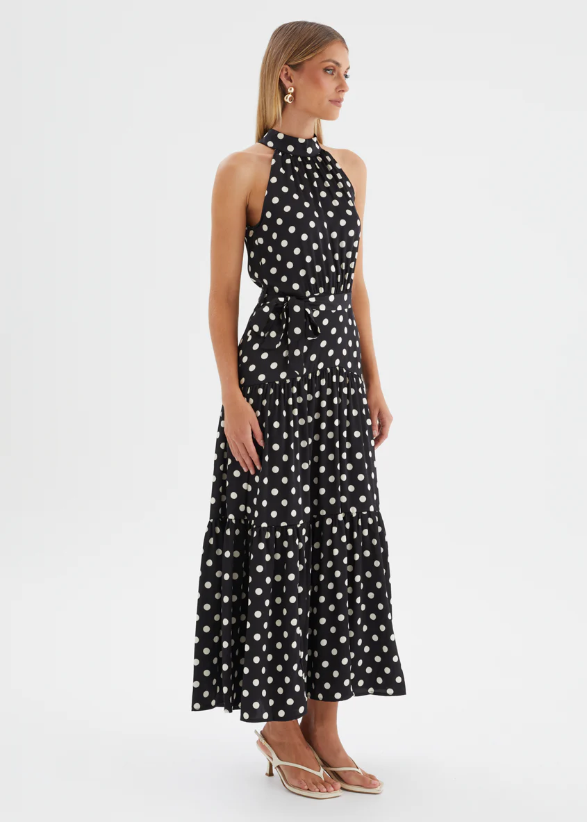 Katrina Halter Maxi Dress - Black Polka - Image 5