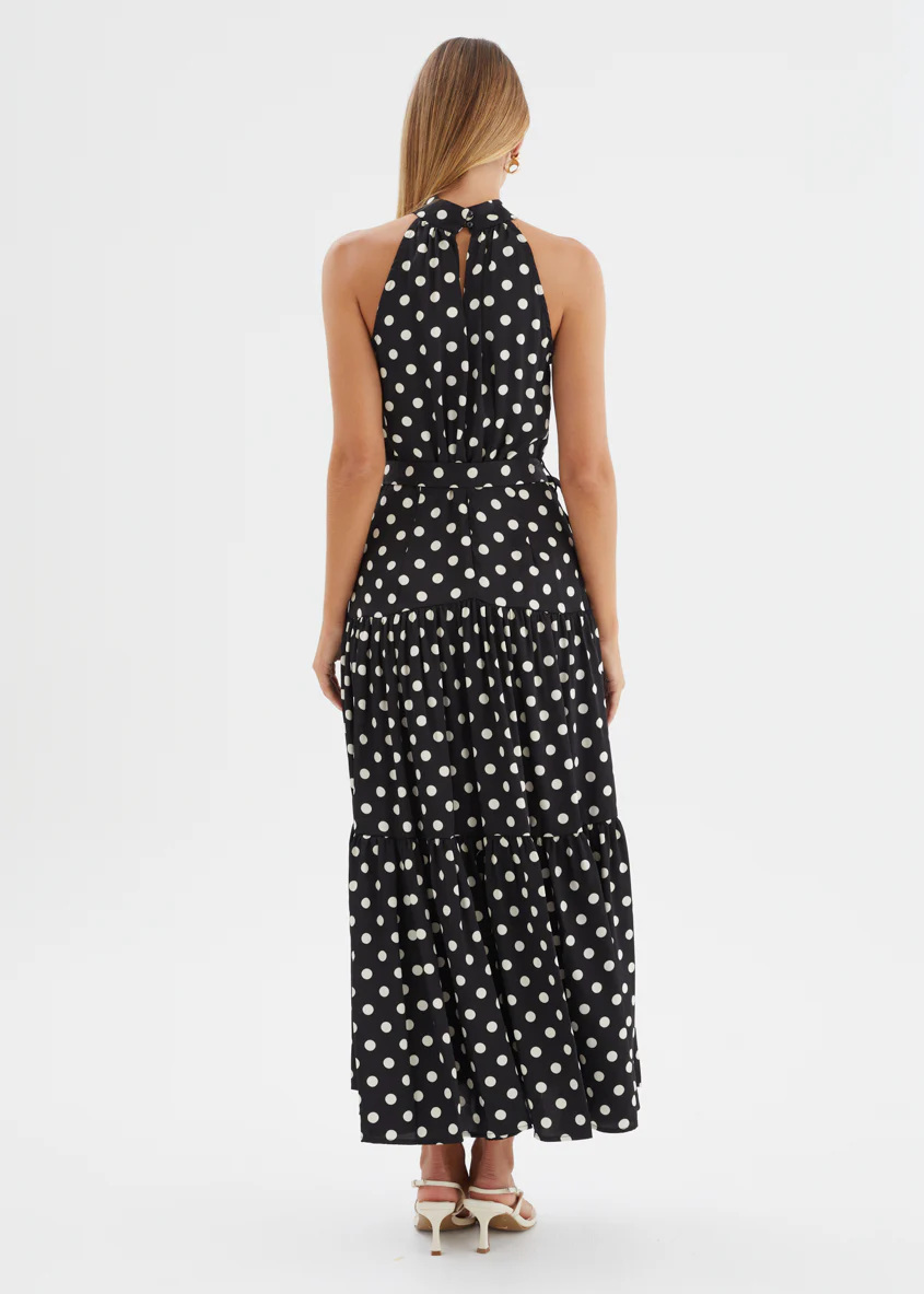 Katrina Halter Maxi Dress - Black Polka - Image 6