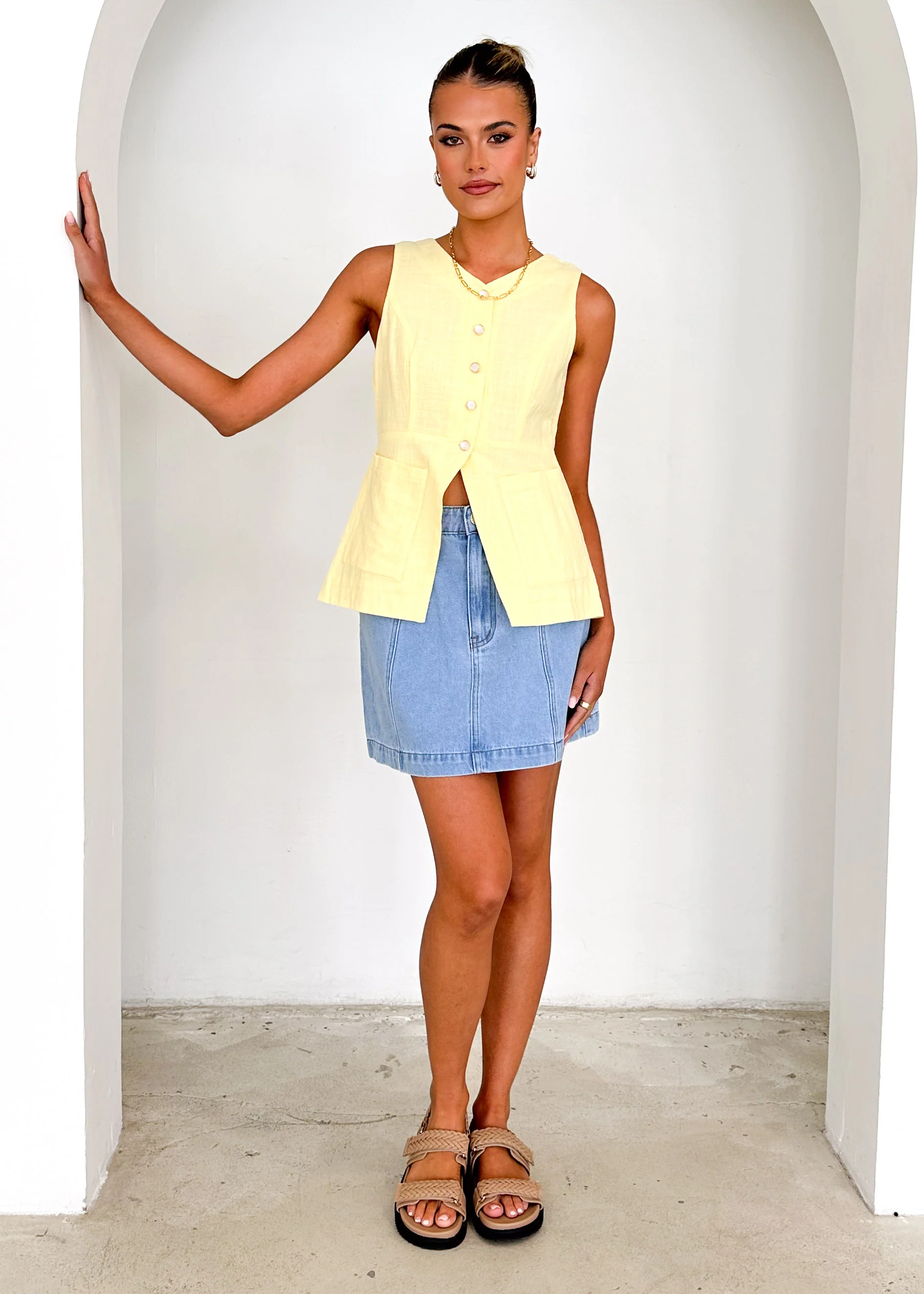 Kaycee Vest Top - Lemon - Image 3