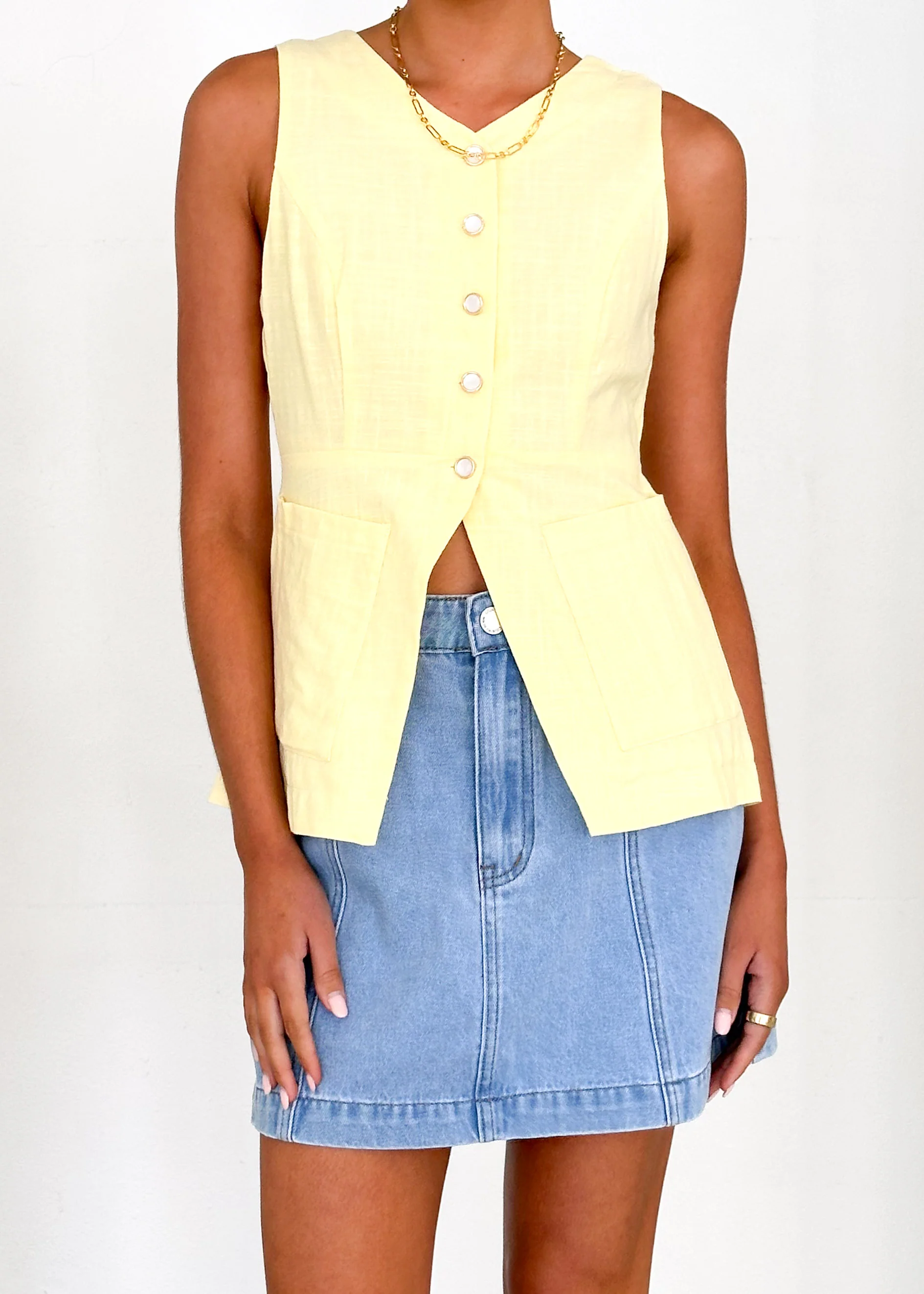 Kaycee Vest Top - Lemon - Image 6