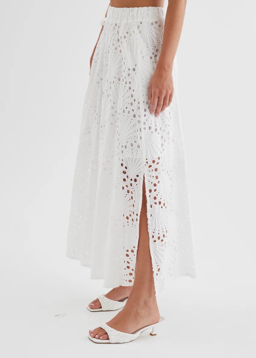 Kaylee Maxi Skirt - White Anglaise - Image 10
