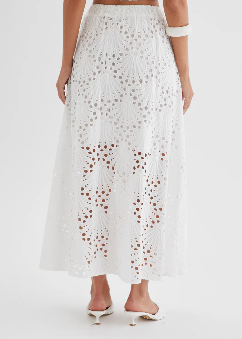 Kaylee Maxi Skirt - White Anglaise - Image 11