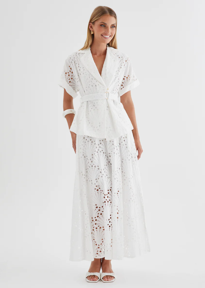 Kaylee Maxi Skirt - White Anglaise - Image 3