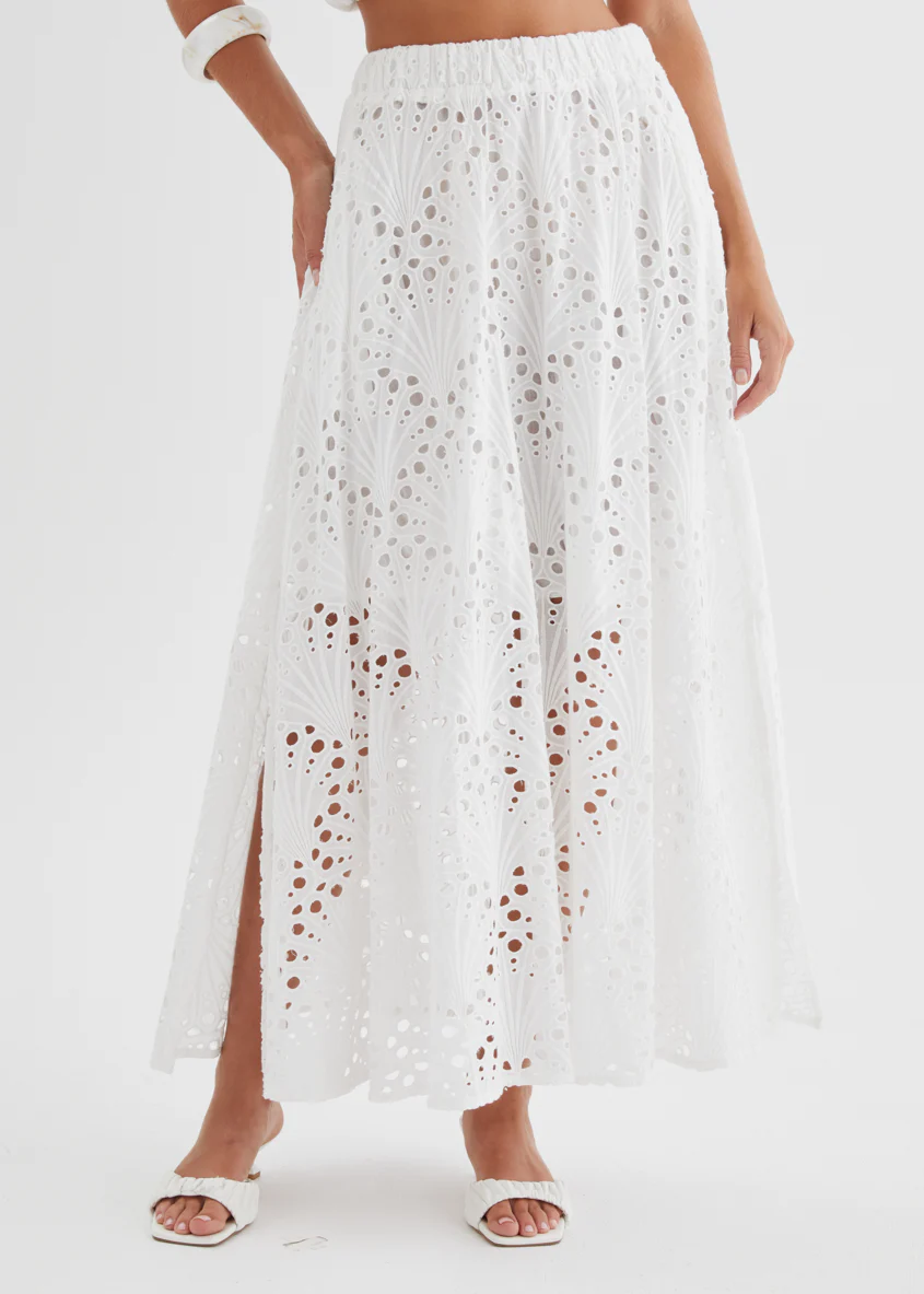 Kaylee Maxi Skirt - White Anglaise - Image 4