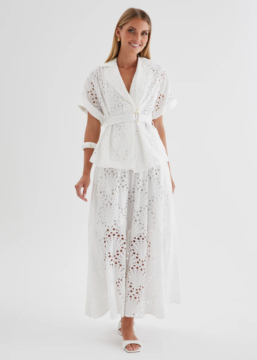 Kaylee Maxi Skirt - White Anglaise - Image 6