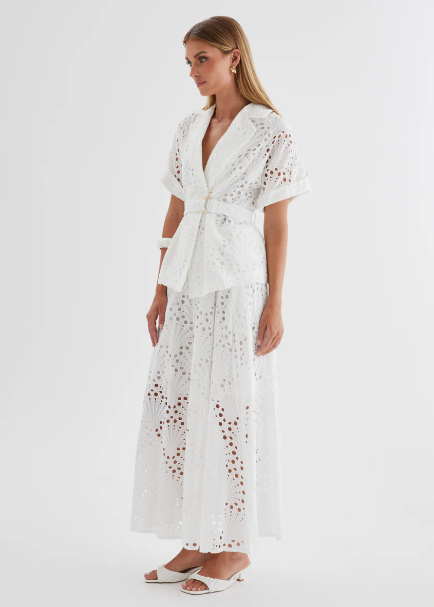 Kaylee Maxi Skirt - White Anglaise - Image 7