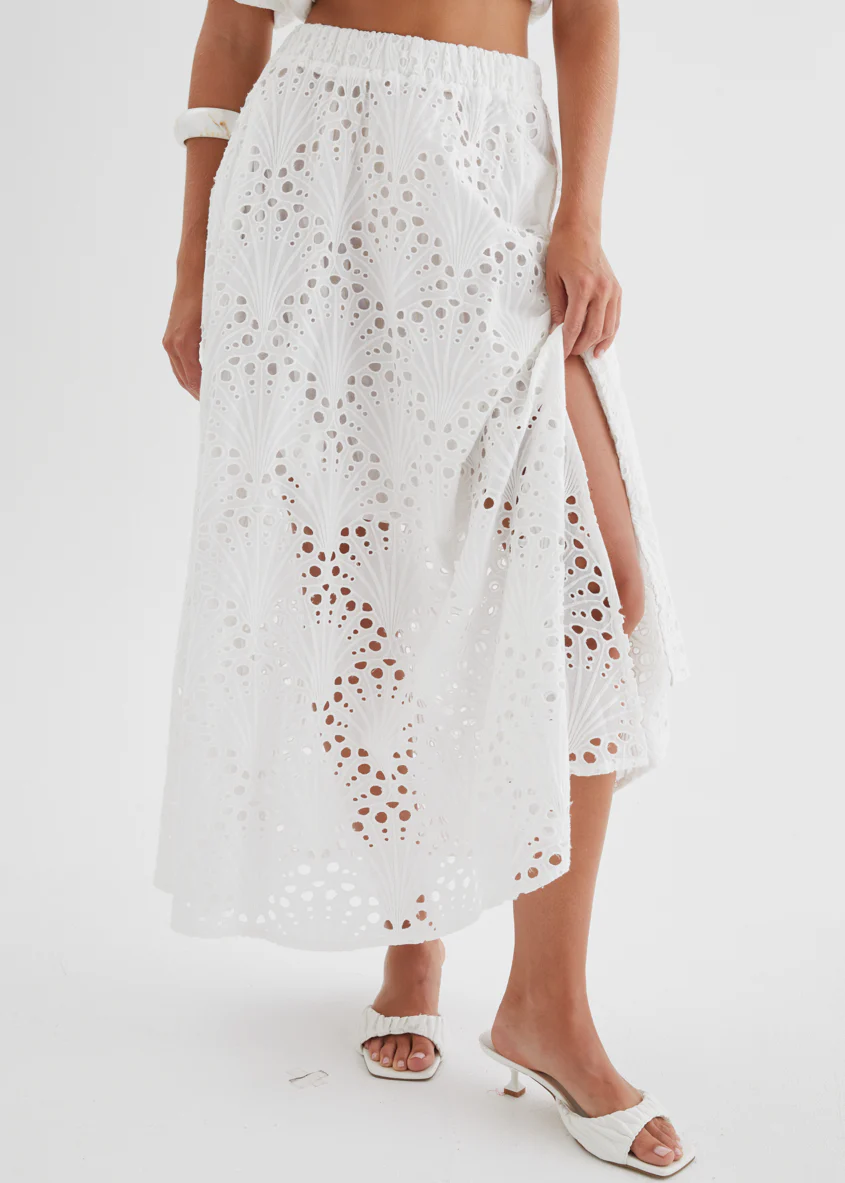 Kaylee Maxi Skirt - White Anglaise - Image 9