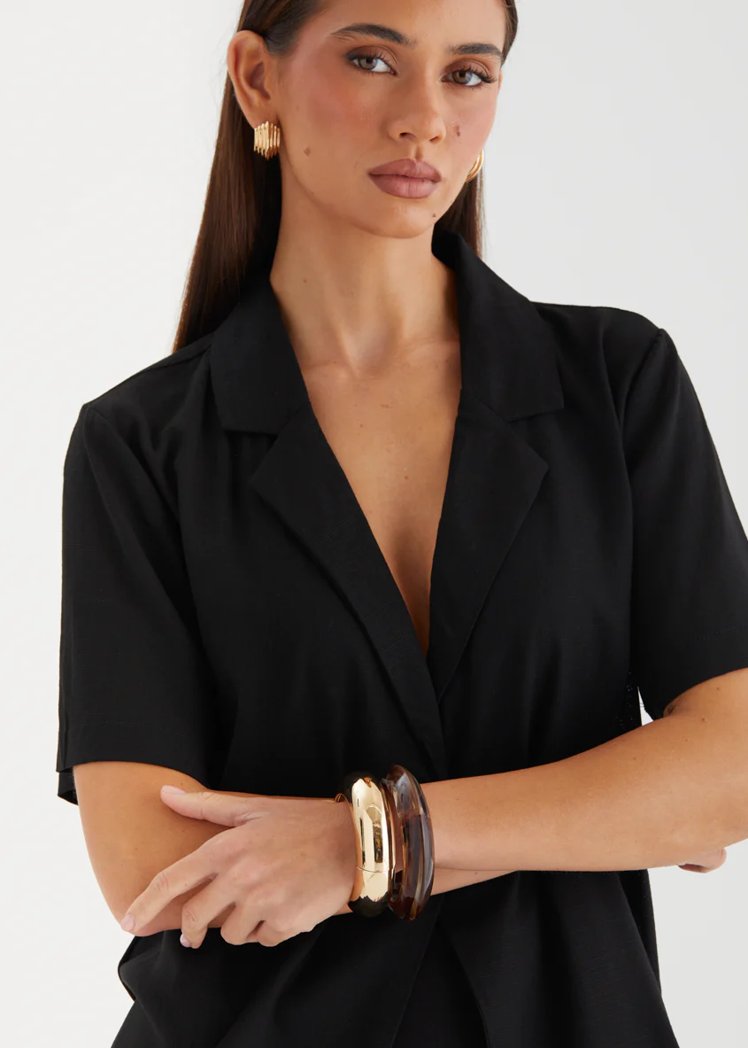 Kazela Bangle Set - Gold / Brown Resin - Image 3