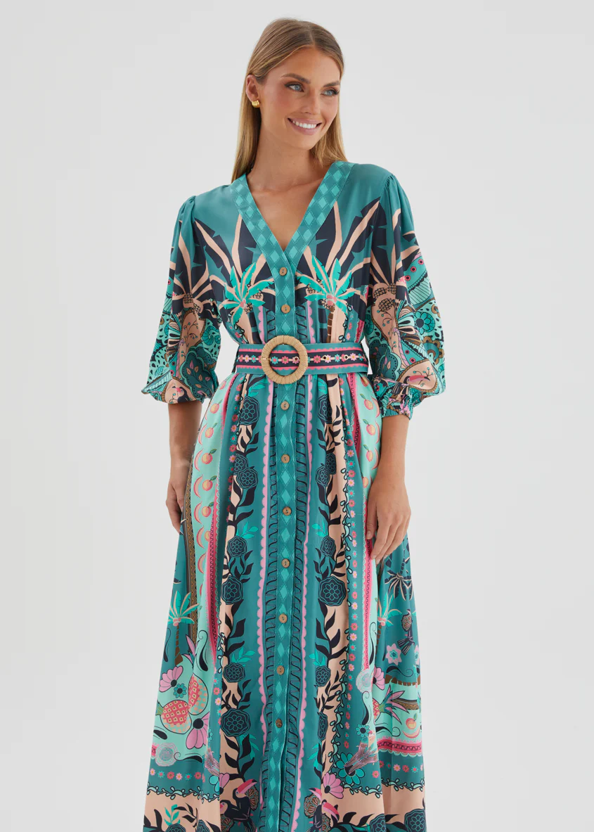 Keliana Maxi Dress - Rio Teal Palm - Image 2
