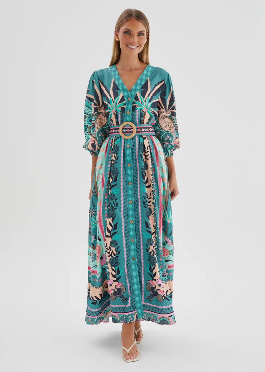 Keliana Maxi Dress - Rio Teal Palm - Image 3