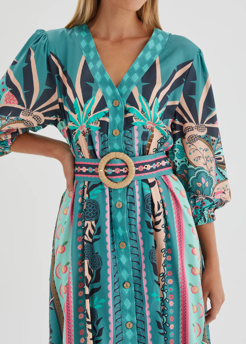 Keliana Maxi Dress - Rio Teal Palm - Image 6