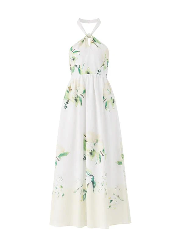 Kendall Halter Midi Dress - Lemon Blossom - Image 8