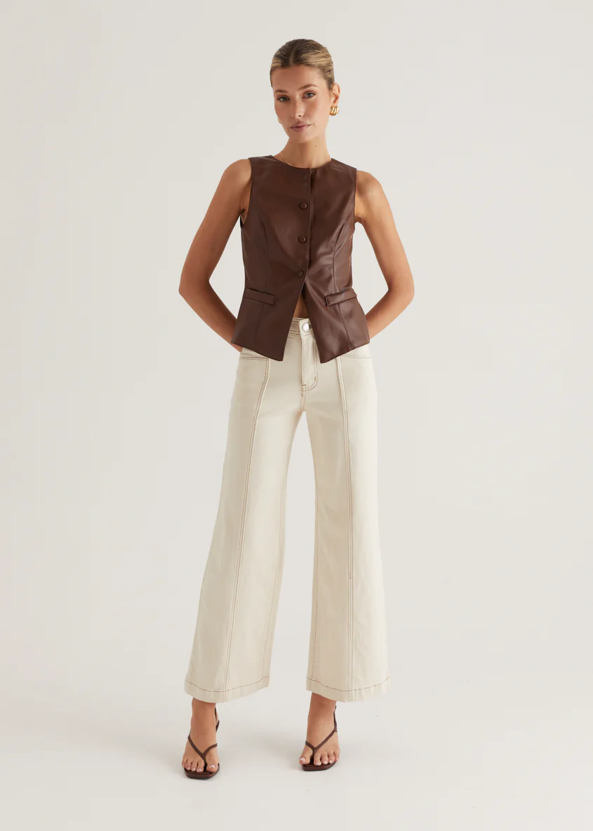 Kensington PU Vest - Brown - Image 6