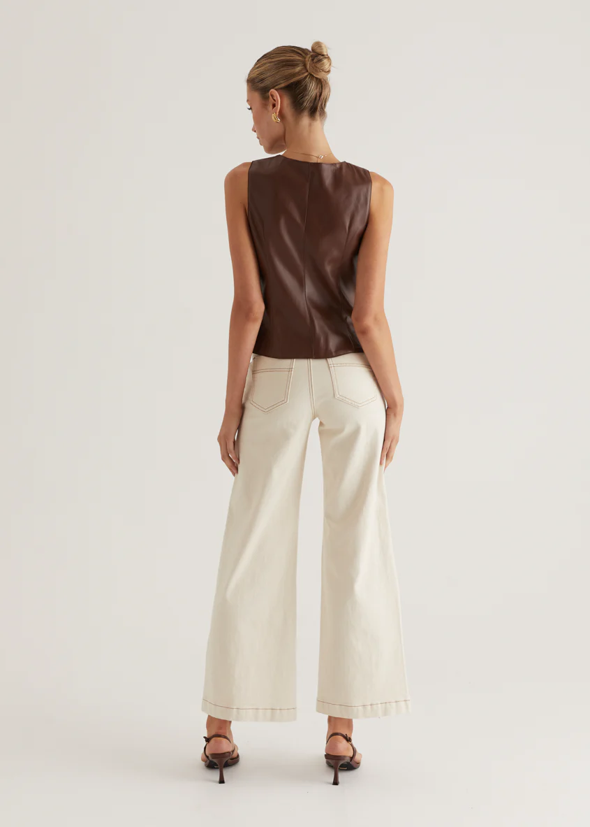 Kensington PU Vest - Brown - Image 8