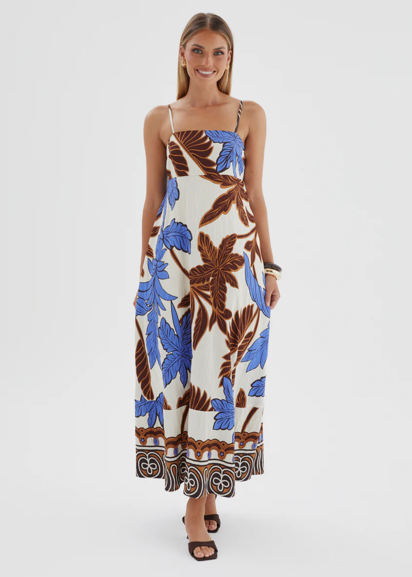 Keralyn Maxi Dress - Choc Blue Palm - Image 2