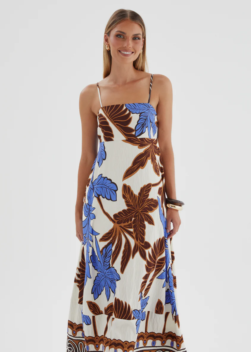 Keralyn Maxi Dress - Choc Blue Palm - Image 3