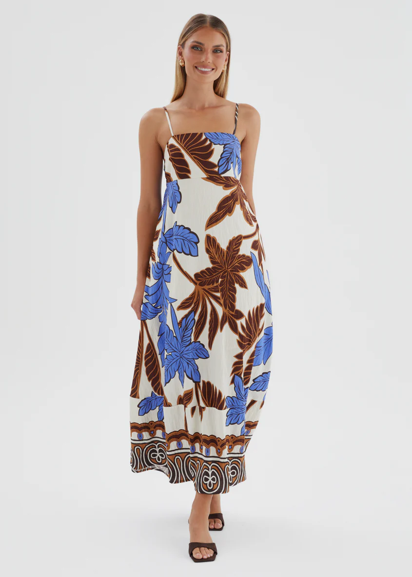 Keralyn Maxi Dress - Choc Blue Palm - Image 4