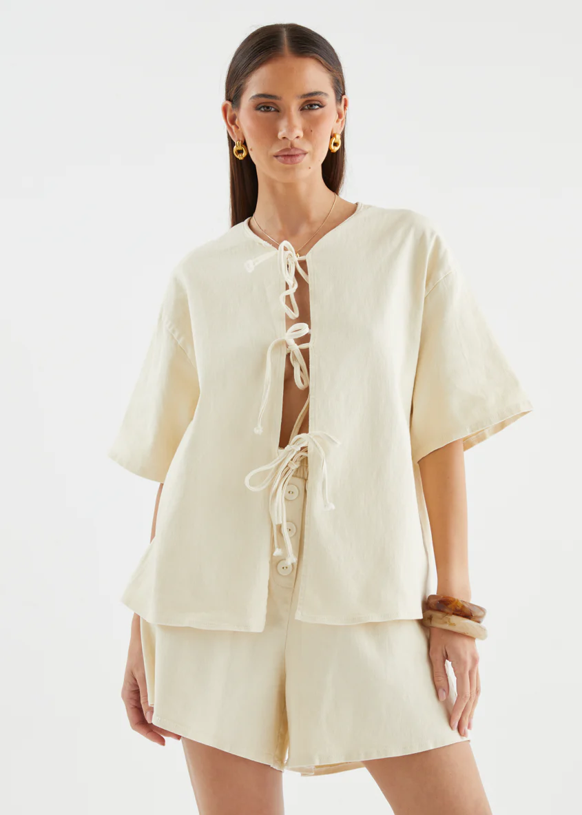 Kieran Denim Top - Beige - Image 3