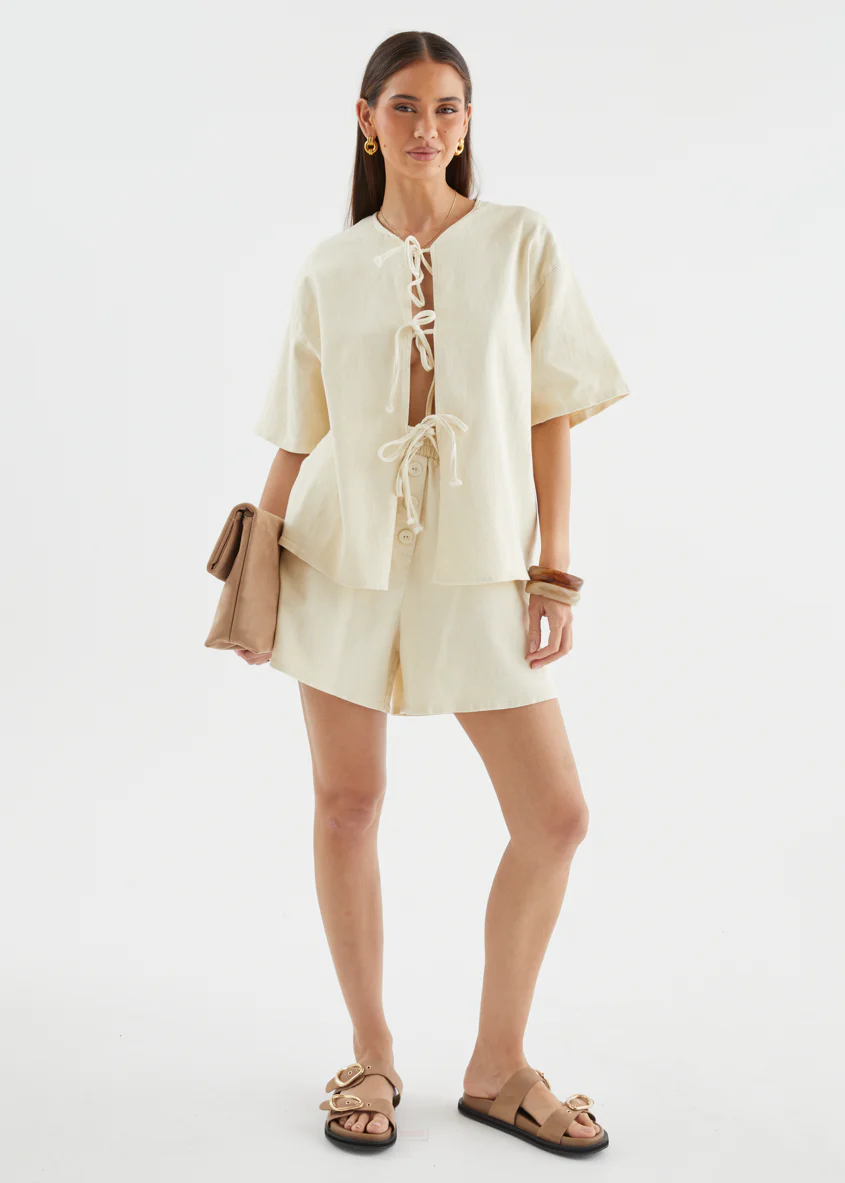 Kieran Denim Top - Beige - Image 4
