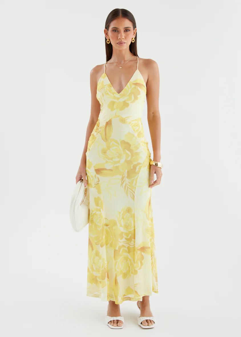 Kimberley Mesh Maxi Dress - Lemon Bloom - Image 3