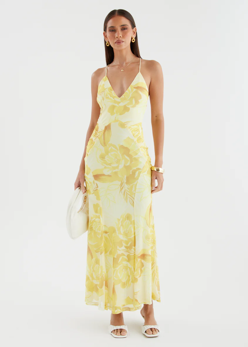 Kimberley Mesh Maxi Dress - Lemon Bloom - Image 6