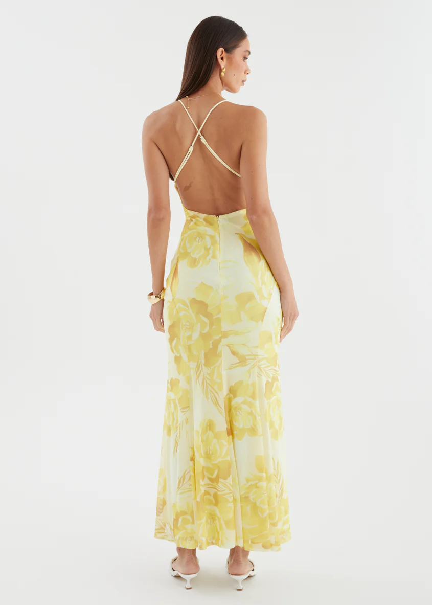 Kimberley Mesh Maxi Dress - Lemon Bloom - Image 8