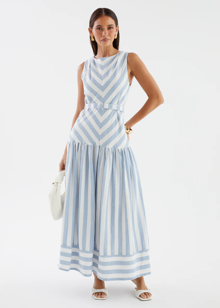 Kingston Midi Dress - Blue Stripe